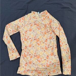 Floral Long Sleeve Swimsuit - Orange & Yellow Bloom